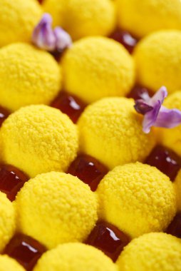 yaratıcı kek meyve ve çilek, yakın çekim