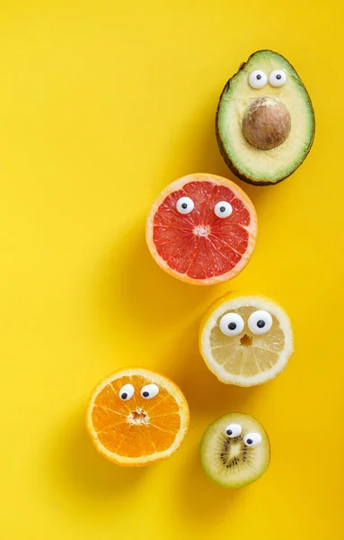 funny fruits and vegetables characters, close up