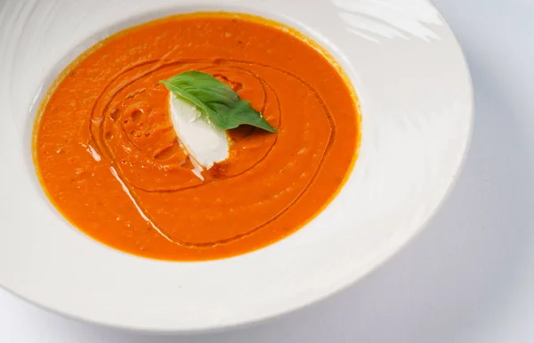 Tomatencremesuppe Aus Nächster Nähe — Stockfoto