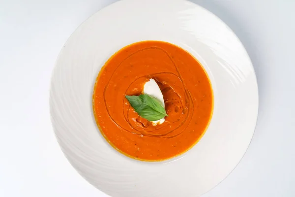 トマトのクリーム スープ クローズ アップ — ストック写真
