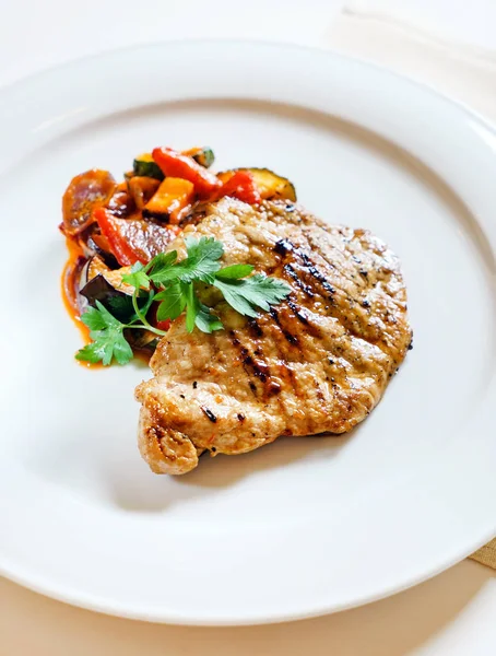 Steak Roasted Vegetables Close — Stock Photo, Image