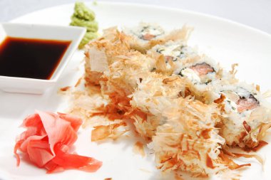 suşi ile soya sosu, yakın çekim