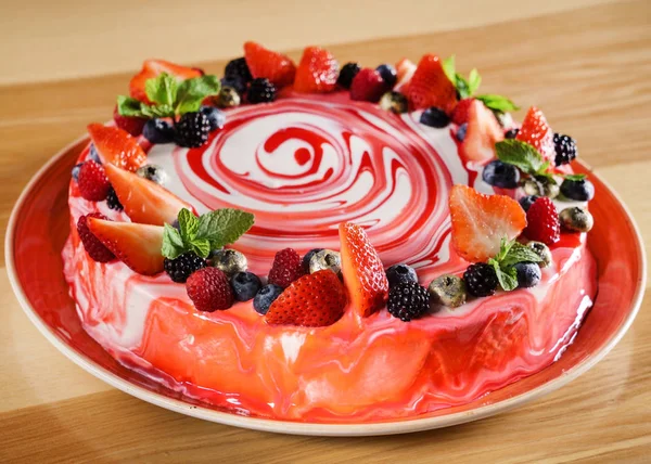 nice cake with berries, close up