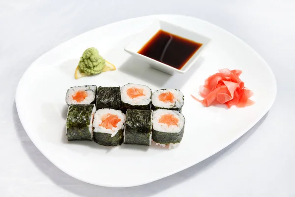 Szójaszósszal Sushi Közelről — Stock Fotó