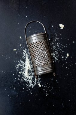 Parmesan peyniri ile rende, yakın çekim