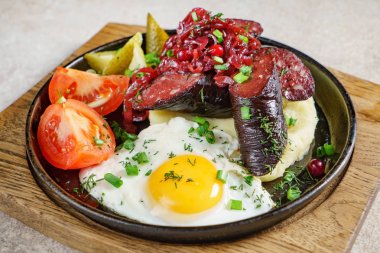 kan sosisi ile Kahvaltı, yakın çekim