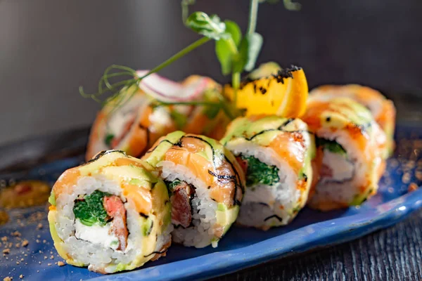 Asya Restoran Sushi Yakın Çekim — Stok fotoğraf