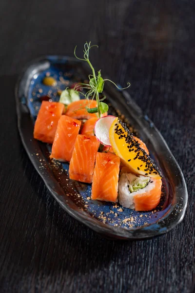 Delicioso Sushi Restaurante Close — Fotografia de Stock