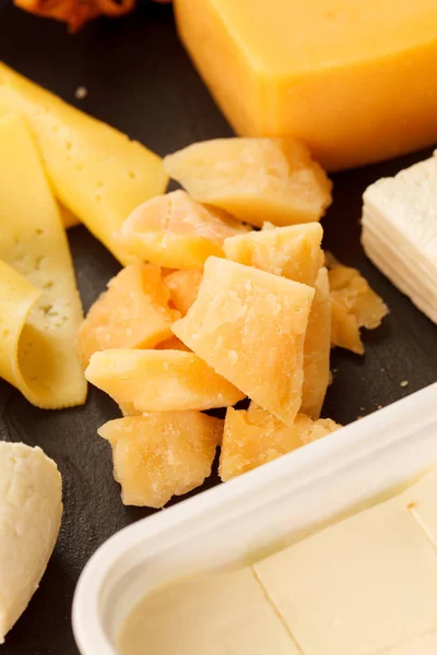 Diferentes Tipos Queso Cerca — Foto de Stock