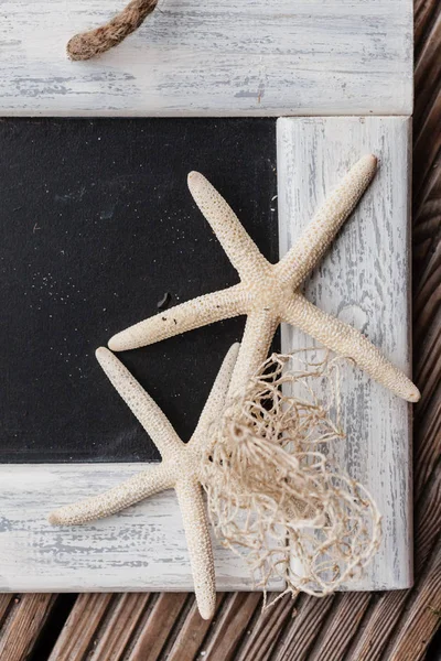 Empty Blackboard Starfish Close — Stock Photo, Image