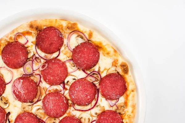 Pizza Con Salchicha Primer Plano — Foto de Stock