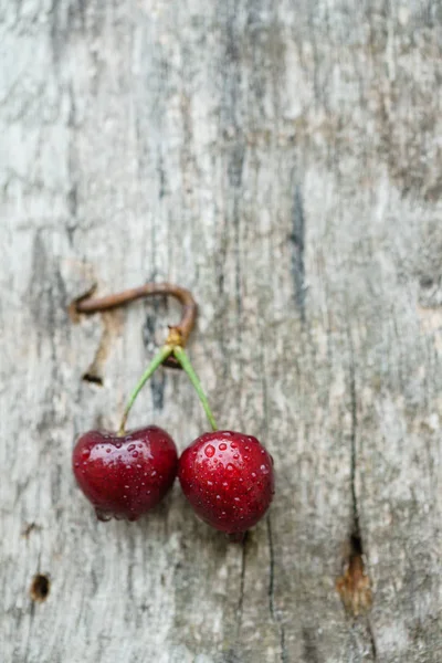 Fresh Cherries Water Drops Close — Stock Photo, Image