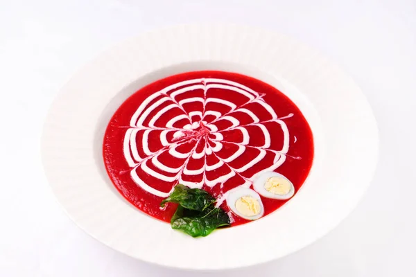 Kalte Rote Bete Suppe Aus Nächster Nähe — Stockfoto