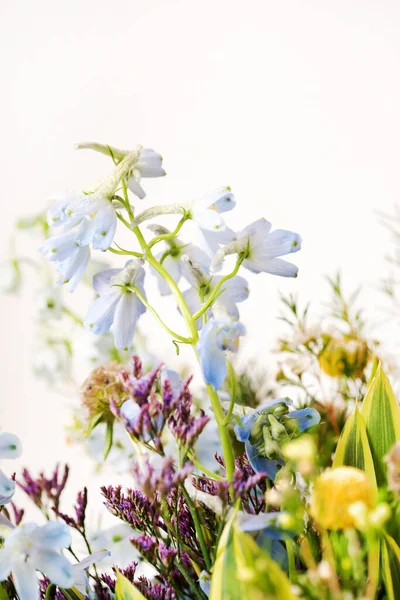 Pěkné Jarní Květiny Kytice Bílém Pozadí — Stock fotografie