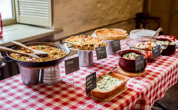 Catering Élelmiszer Zár Megjelöl — Stock Fotó