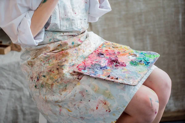 Painter Her Studio Close — Stock Photo, Image