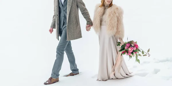 Χειμερινό Γάμο Νεαρό Ζευγάρι — Φωτογραφία Αρχείου