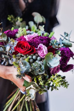 woman with beautiful  flowers