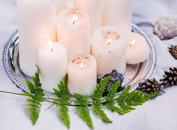 Candele Decorazione Nozze Primo Piano — Foto Stock