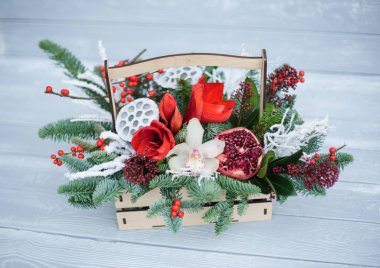 Güzel bir kış buketi, kapatın.