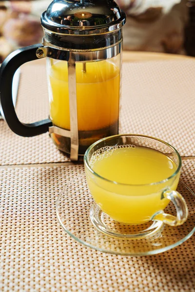 ginger tea with honey and turmeric, close up