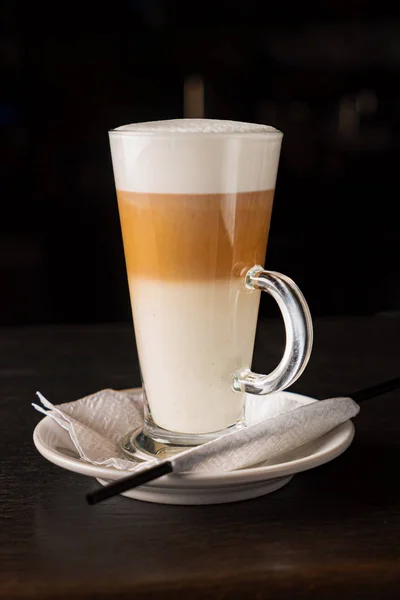 foamy layered hot coffee drink latte