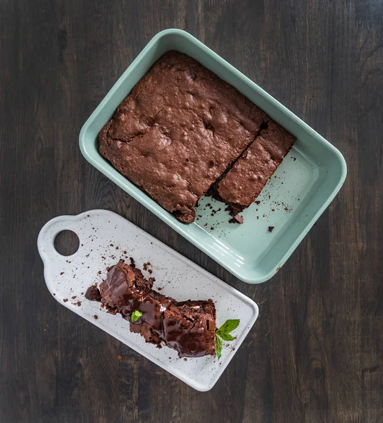 Brownie Mit Haselnüssen Nahaufnahme — Stockfoto