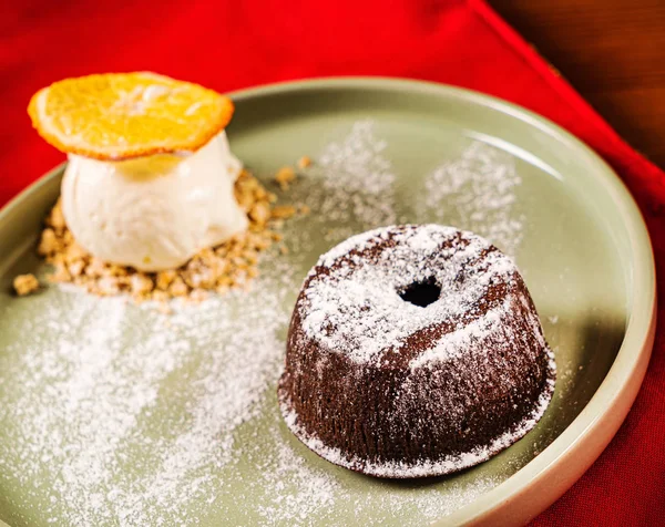 Chocolate Fondant Ice Cream — Stock Photo, Image