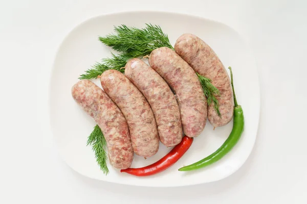 Raw Sausages Close — Stock Photo, Image