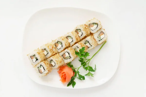 Sushi Auf Dem Weißen Teller — Stockfoto