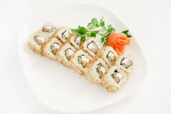 Sushi White Plate — Stock Photo, Image