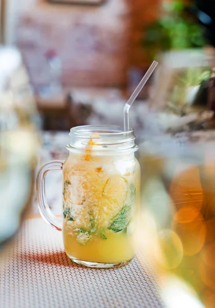 Summer Lemonade Fruits Mint — Stock Photo, Image