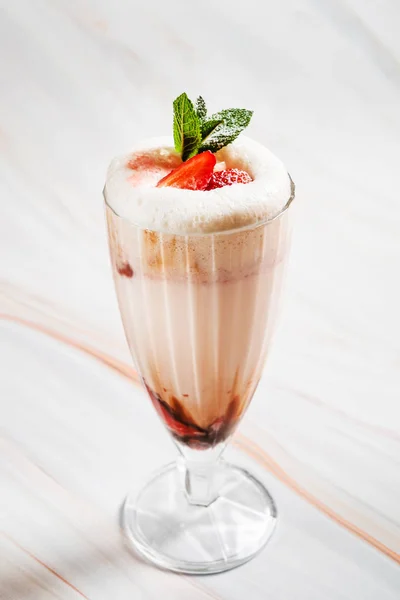 Milkshake Strawberries Chocolate — Stock Photo, Image