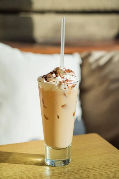 Iced Coffee Wood Table — Stock Photo, Image