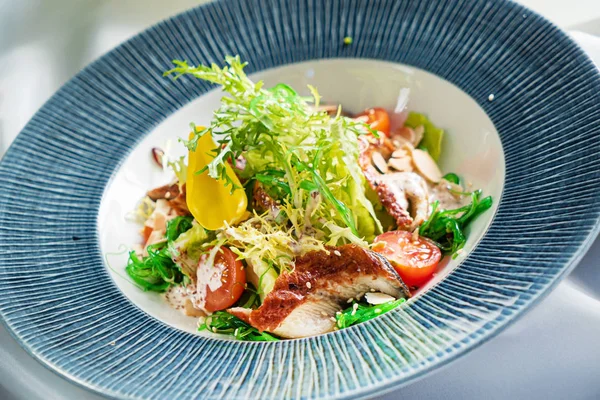 Salat Mit Geräuchertem Aal Und Gemüse — Stockfoto