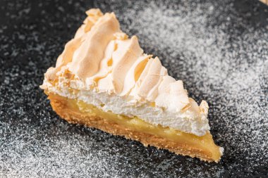 slice of cake on the plate, close up