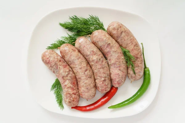 Raw Sausages Close — Stock Photo, Image