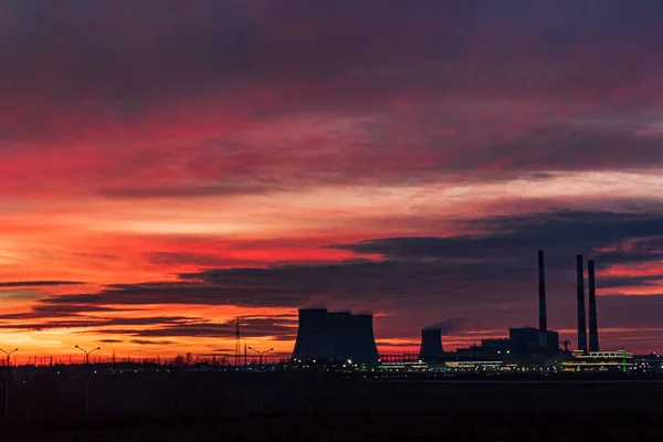 Zonsondergang Boven Stad Mooie Zonsondergang Hemel — Stockfoto