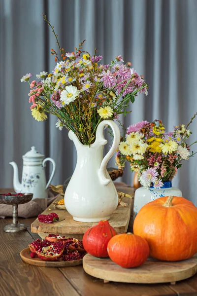 Legumes Outono Flores Cozinha — Fotografia de Stock