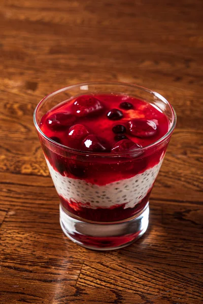 Chia Yoghurt Berries Pudding — Stock Photo, Image