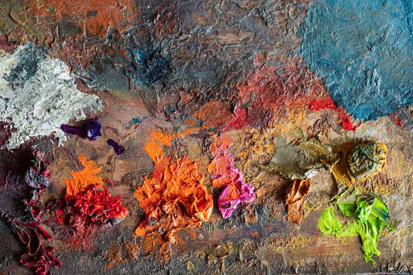 Detailní Záběr Umělecké Palety Barevnou Barvou — Stock fotografie