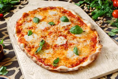 tasty fresh pizza, top view