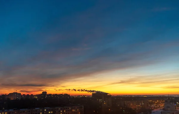 Sonnenuntergang Über Der Stadt Schöner Sonnenuntergang — Stockfoto