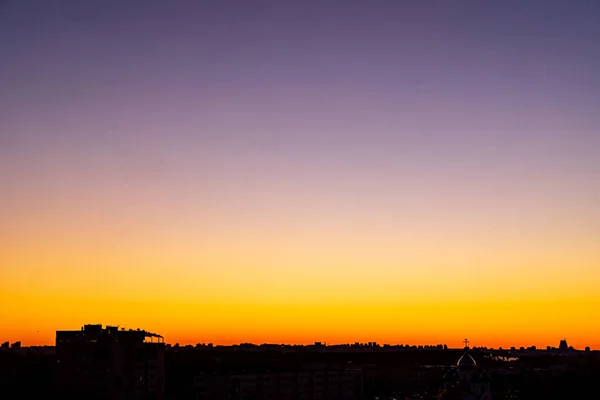 Zonsondergang Boven Stad Mooie Zonsondergang Hemel — Stockfoto