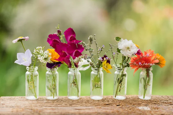 Flores Bonitas Nas Garrafas — Fotografia de Stock