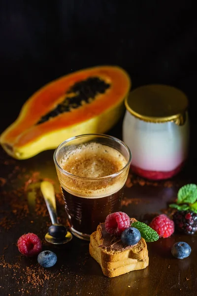 Breakfast Coffee Toasts — Stock Photo, Image