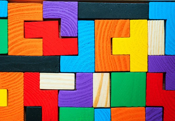 Tetris Speelgoed Houten Blokken Close — Stockfoto