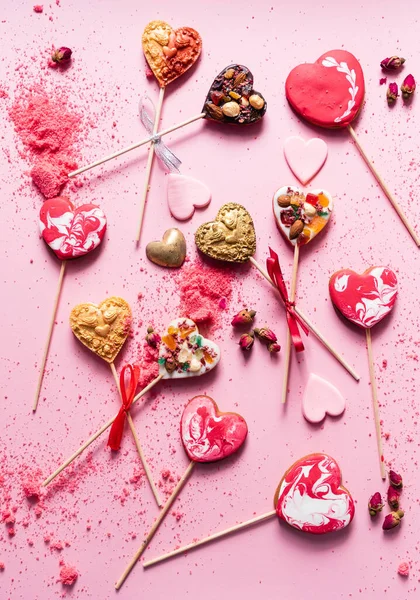 Hart Koekje Pops Voor Valentijnsdag — Stockfoto