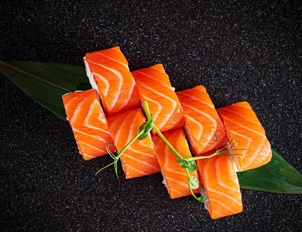 Sushi Set Black Background — Stock Photo, Image