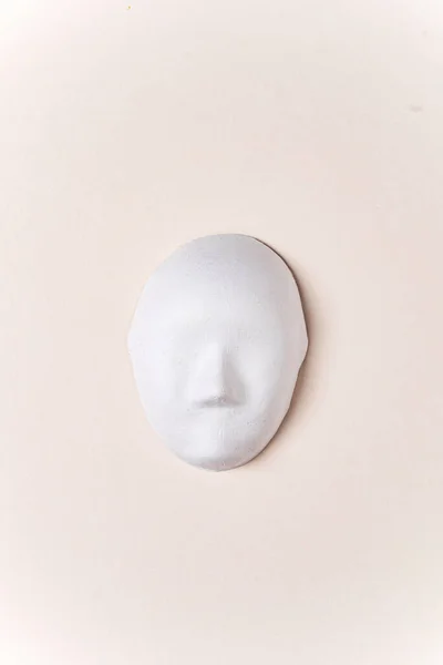 White Paper Mache Mask Top View — Stock Photo, Image